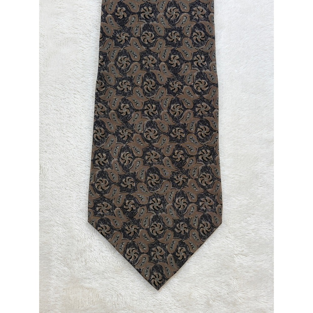 Peter Thomas Brown Paisley Silk Necktie Mens OS Excellent